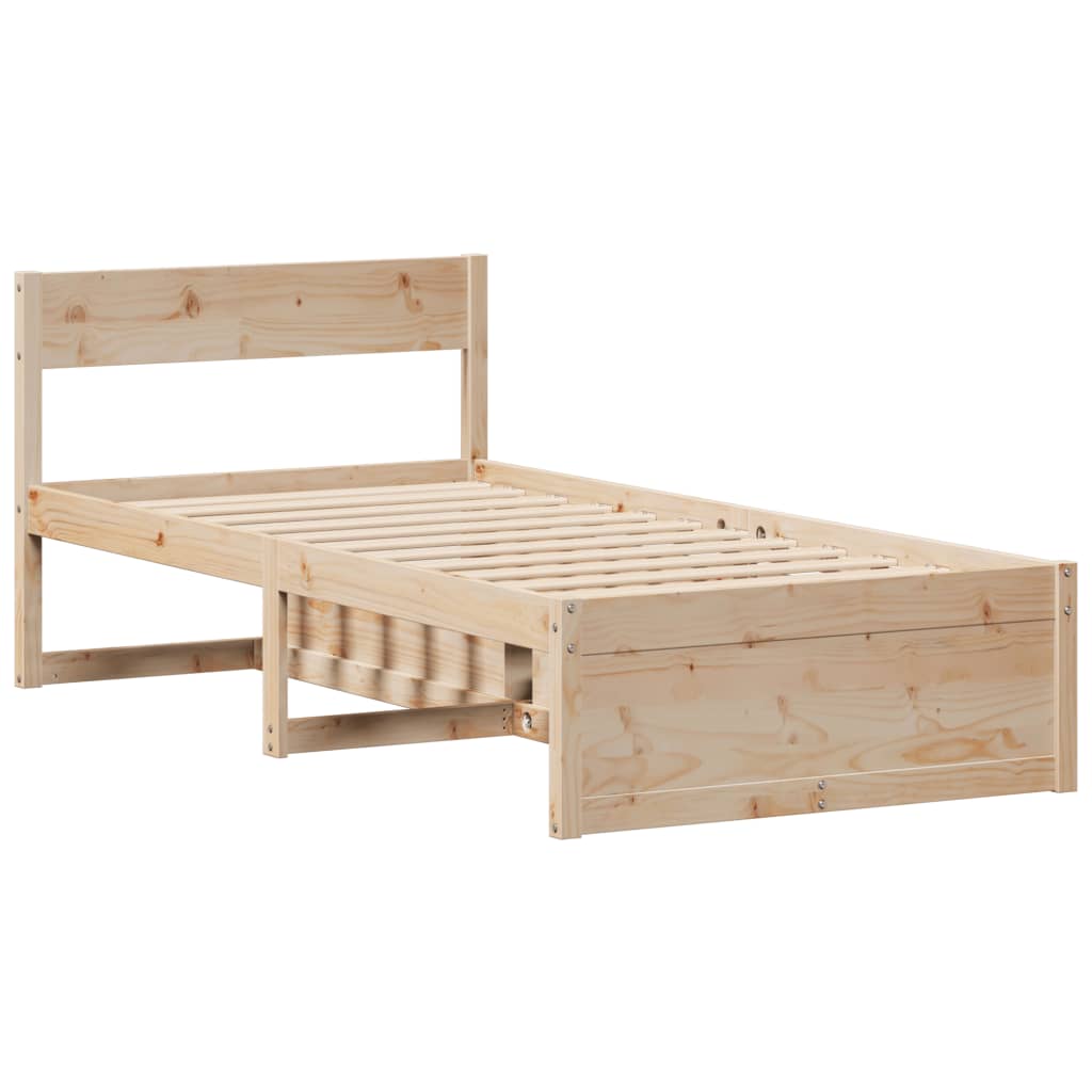 Solid Wood Bed Frame Without Mattress 90 X 190 Cm Pine