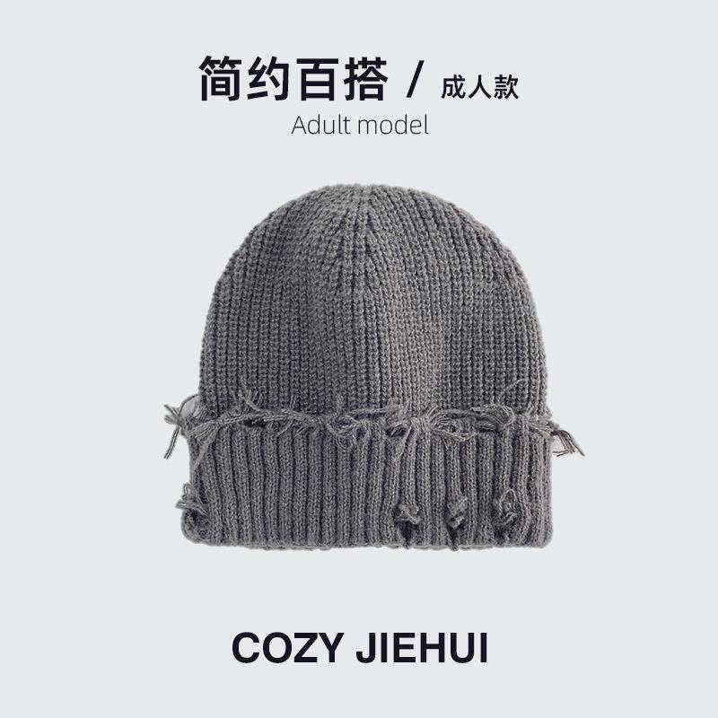 Simple Autumn and Winter Hat Big Head Circumference Knitted Wool Hat Loose Ins Face Small Twist Thickened Winter Warm Hat