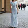 Dámské maxi šaty bez rukávů s rolákovým výstřihem, úzký střih, elegantní, řasené, formální večerní šaty