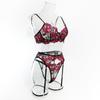 Embroidered Lace Lingerie Set: 4-Piece Transparent Bra & Panties