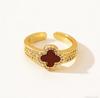 Classic and Versatile Four-leaf Clover Ring Adjustable Size Subtly Luxurious and High-end Four-leaf Clover Ring
