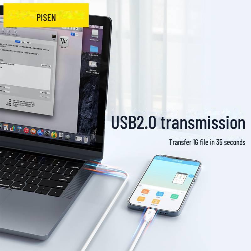 PISEN Dual-Head Type-C Charging Cable for iPhone 15 Pro Max & iPad Pro