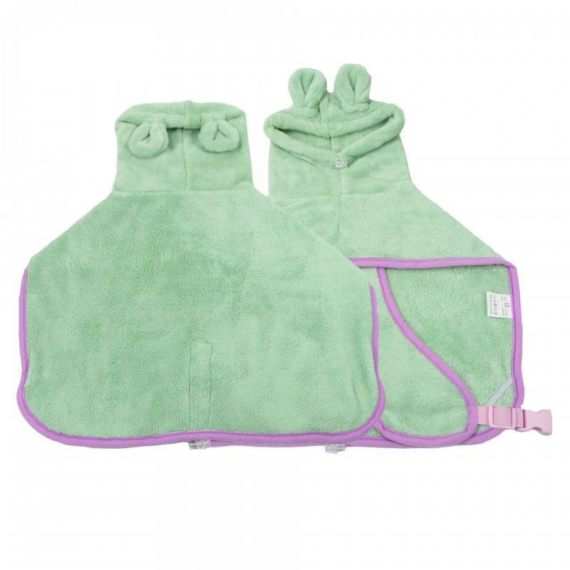 Pet Bath Robe Absorbent Quick Dry Coral Fleece Dog Cat Towel Coat With Bunny Ears Small Medium Large Breeds