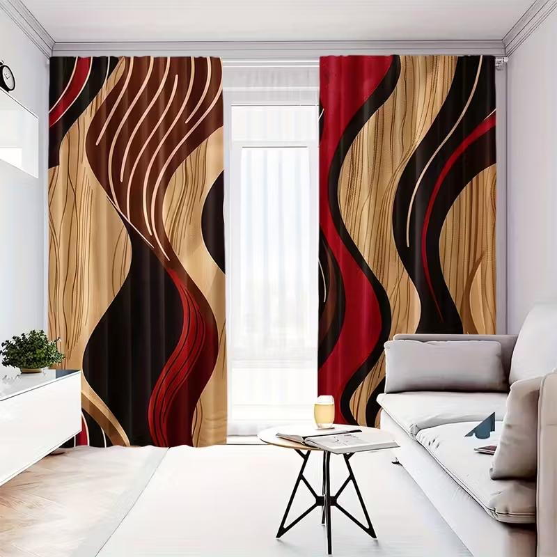 2PCS 2D flat  curtains, polyester material , high-definition digital printing art design,  bedroom,home decor
