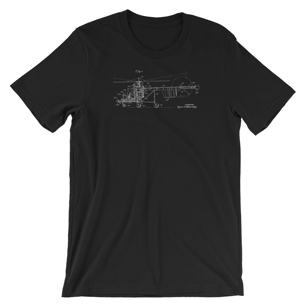 Custom order quantity two black helicopter patent tees XL