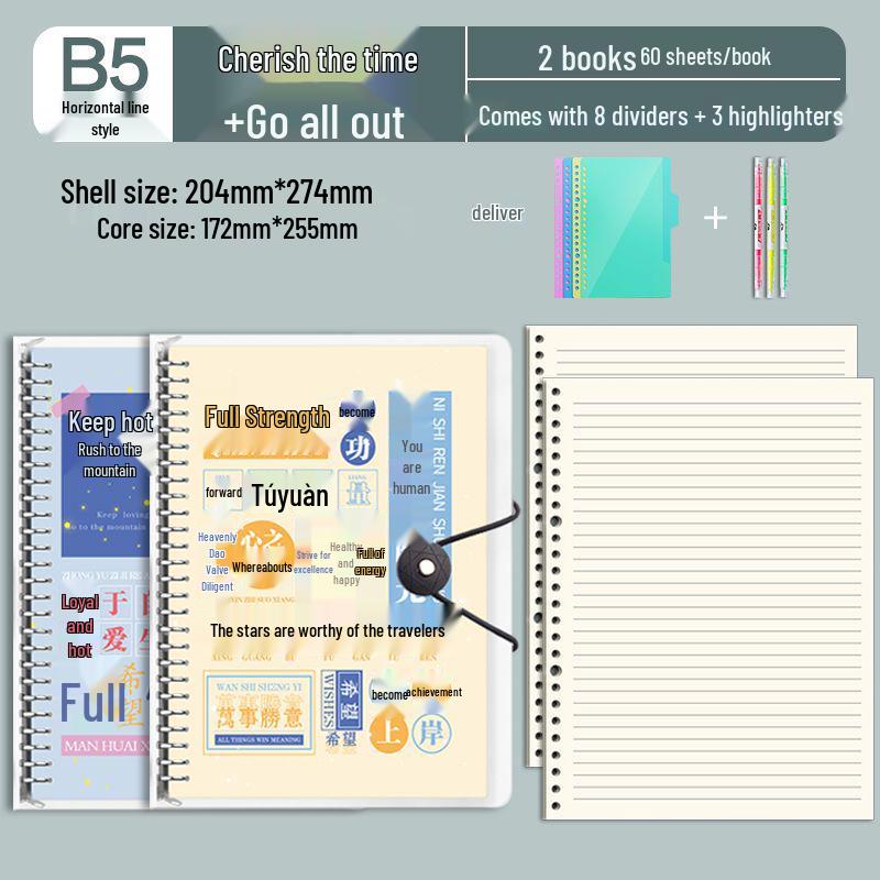 B5 Detachable Coil Ring Binder Thickened Notebook - High Aesthetic Ins Style
