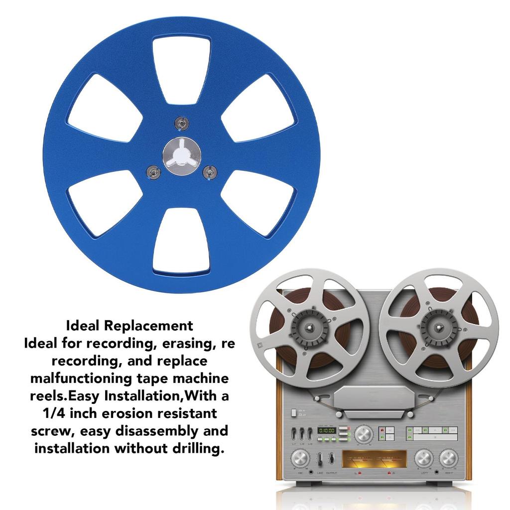 Studer Empty Tape Open Reel Audio Aluminum Alloy Empty Reel with Hub for TEAC 1/4" 5-inch Reel, 6-Hole Take-Up Reel, Take-Up Two-Reel (Blue)
