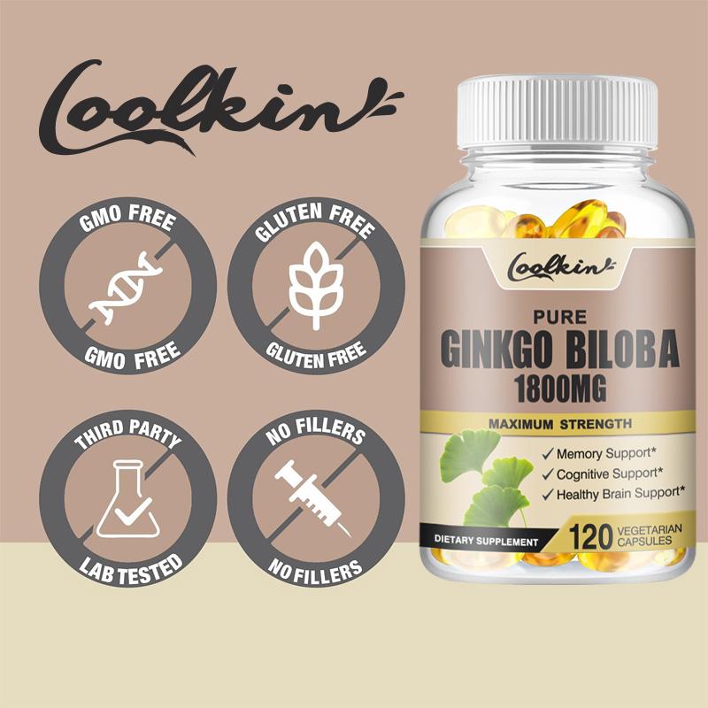 Czysty Ginkgo 1800 mg, Organiczny Ginkgo, Wspiera Pamięć i Funkcje Mózgu, Poprawia Koncentrację i Wsparcie Poznawcze