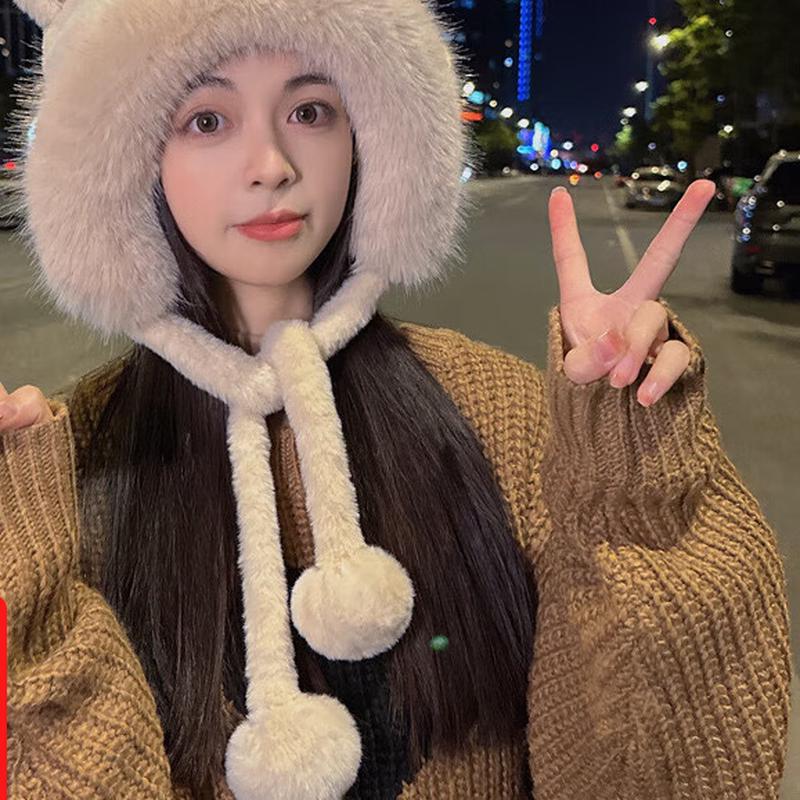 Women's Cute Lamb Plush Earflap Lei Feng Hat