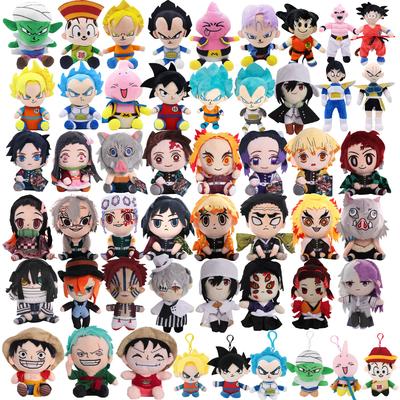 15-25cm Demon Slayer Cartoon Plush Toy Goku Kamado Nezuko Vegeta Stuffed Pendant Keychain Birthday Present for Child