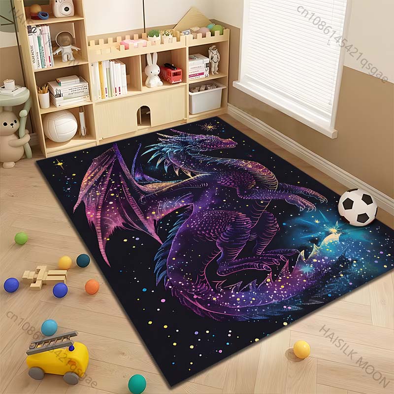 Multiple size Fantasy Colorful Cosmic Dragon Print Carpet Rug for Living Room Bedroom Sofa Doormat Home Decor Non-slip Floor Mat