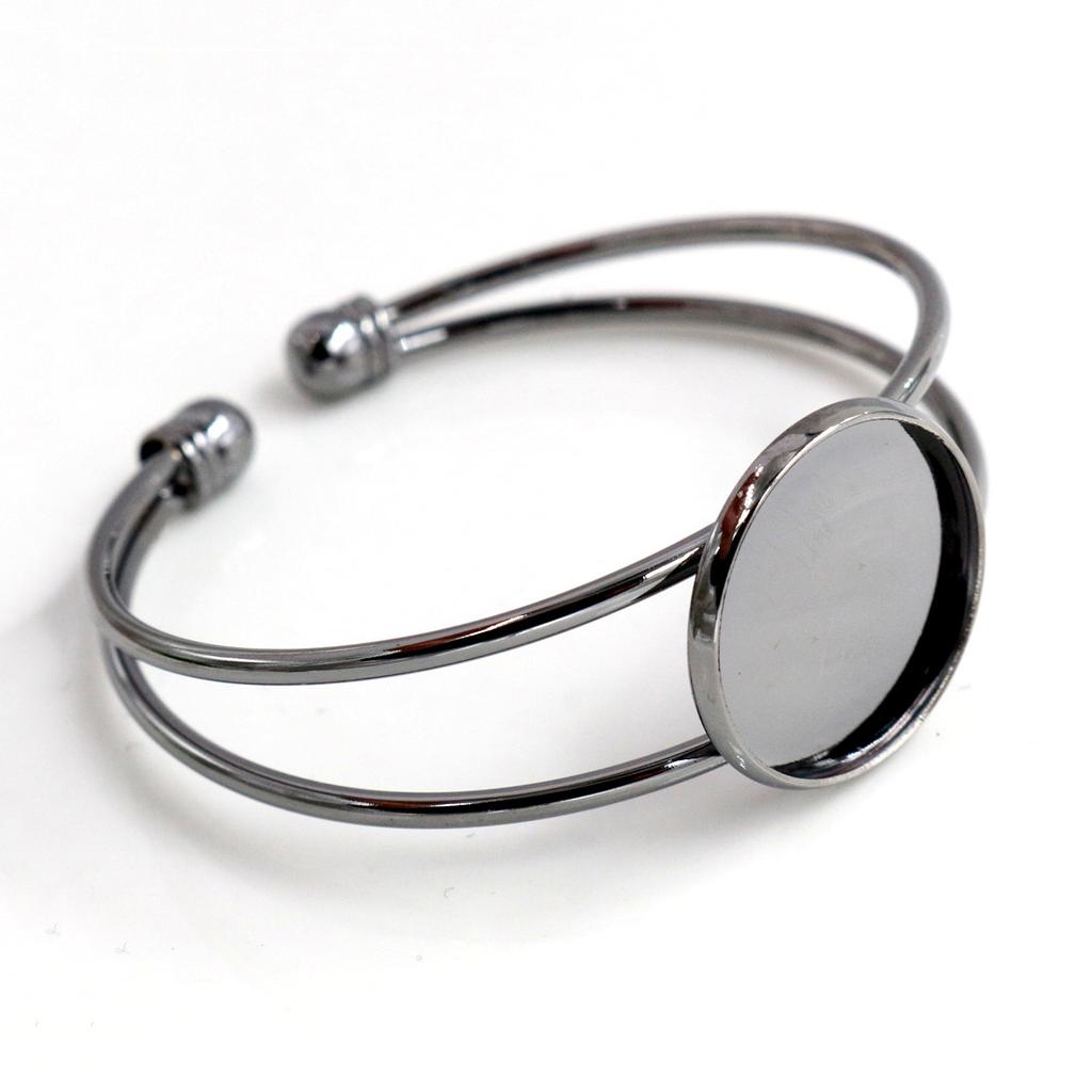 High Quality Copper Metal 20mm 7 Colors Plated Bangle Base Bracelet Blank Findings Tray Bezel Setting Cabochon Cameo