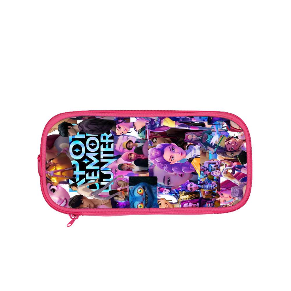 Huntrix Kpop student pink double-layer pencil bag Kpop witch hunting girl group student storage stationery bag pencil bag
