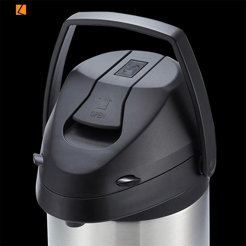 Stainless Steel Air Pressure Insulation Pot, Double Walled Insulated Coffee Thermal with 360 Rotating Base, for Family Friend