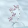 Silver adjustable ring purple FLOWERS silver 925