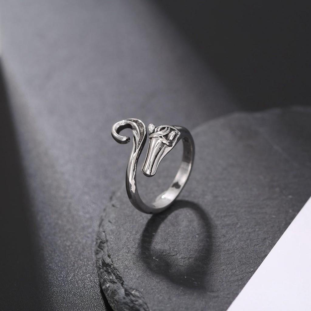 Anello Gatto Geometrico Europeo & Americano, Design Aperto Regolabile, Ornamento Animale Lavorato a Maglia per Dita.