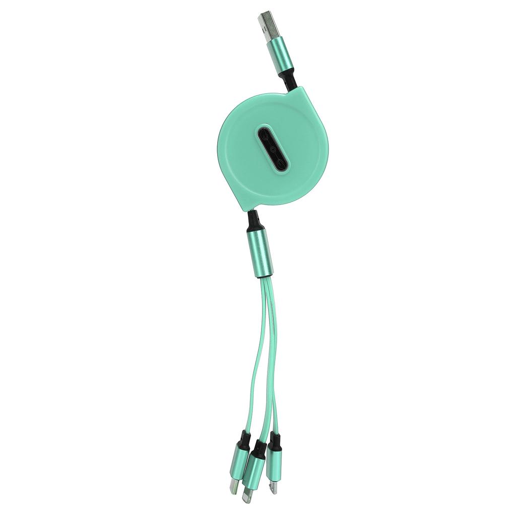 3 in 1 Multi Retractable Charger Cable 3A with TypeC for IOS Micro USB Connector 1.1M(Green )
