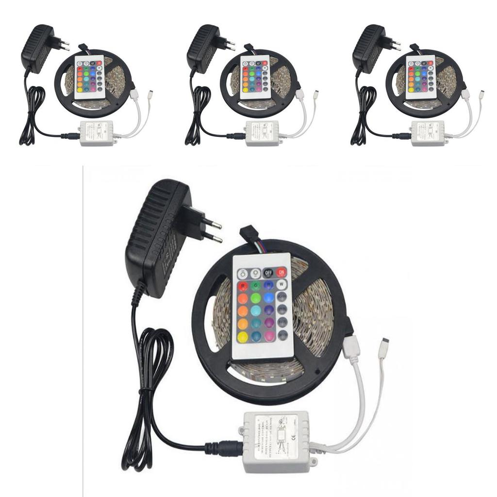 12v 3528rgb Led Tape With Mini Remote Controller Nonwaterproof Bright Lighting For Tv Background Decoration