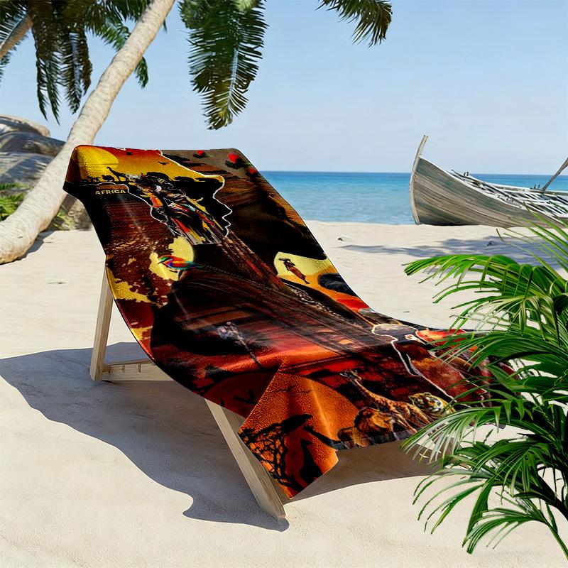 Africa Art Print Beach Towel, Large Soft Quick Dry Towel for Beach Camping Swimming