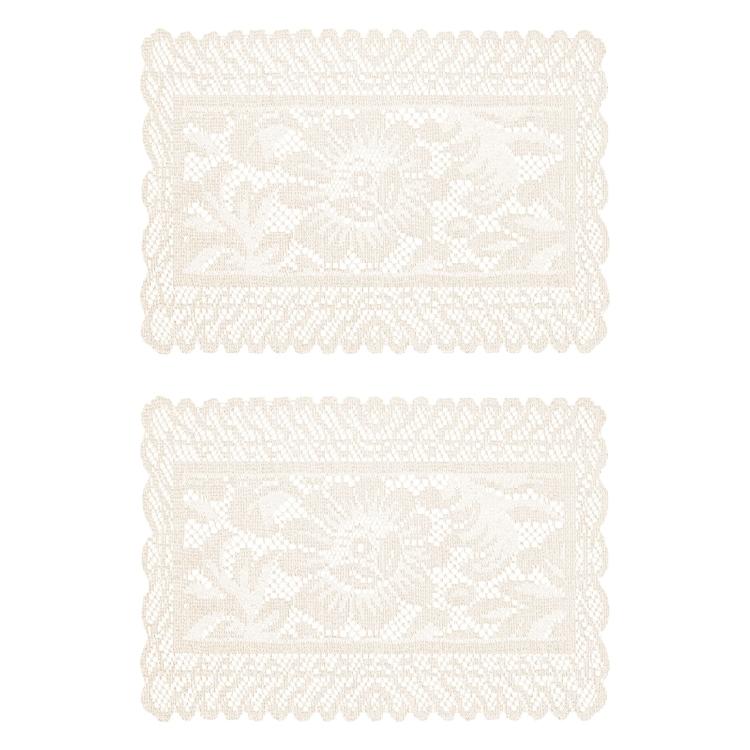 

2Pieces Decorative Lace Table Runners Embroidery for Countertop and Consoles Table Home Decoration бежевий