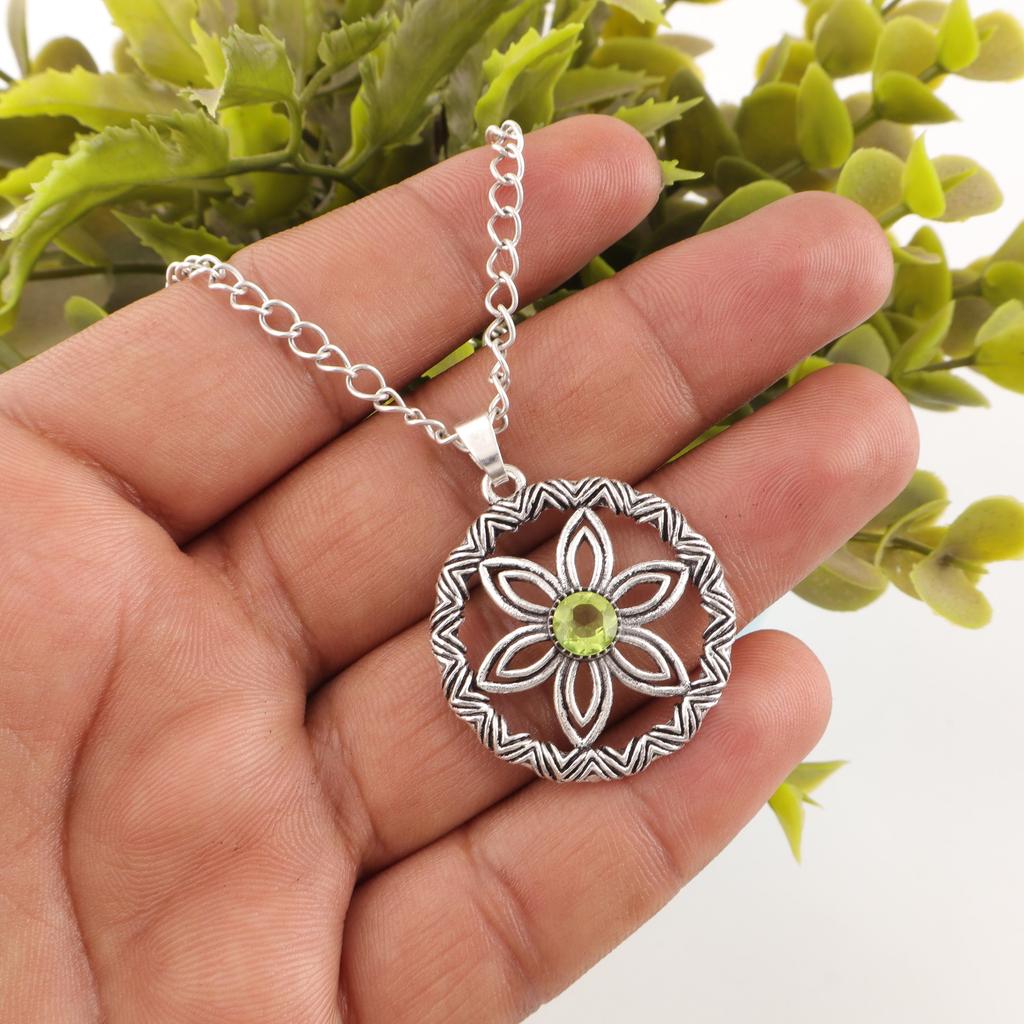 Peridot Pendant Gemstone Jewelry, 925 Solid Sterling Silver Pendant, Handmade Jewelry Birthstone Pendant, Gift For Him