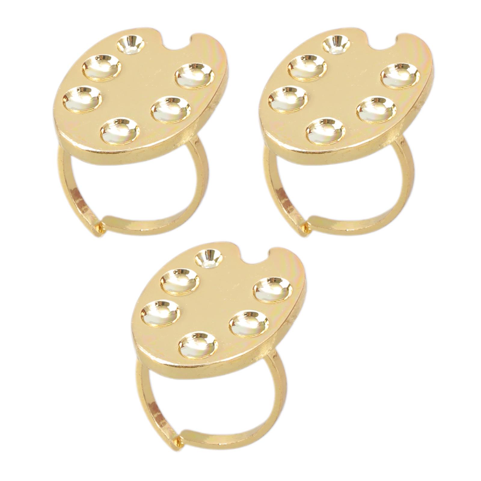 

3Pcs Manicure Palette Wearable Metal Nail Art Polish Holder Nail Paint Palette Finger Rings Nail Art Tool for Home Salon