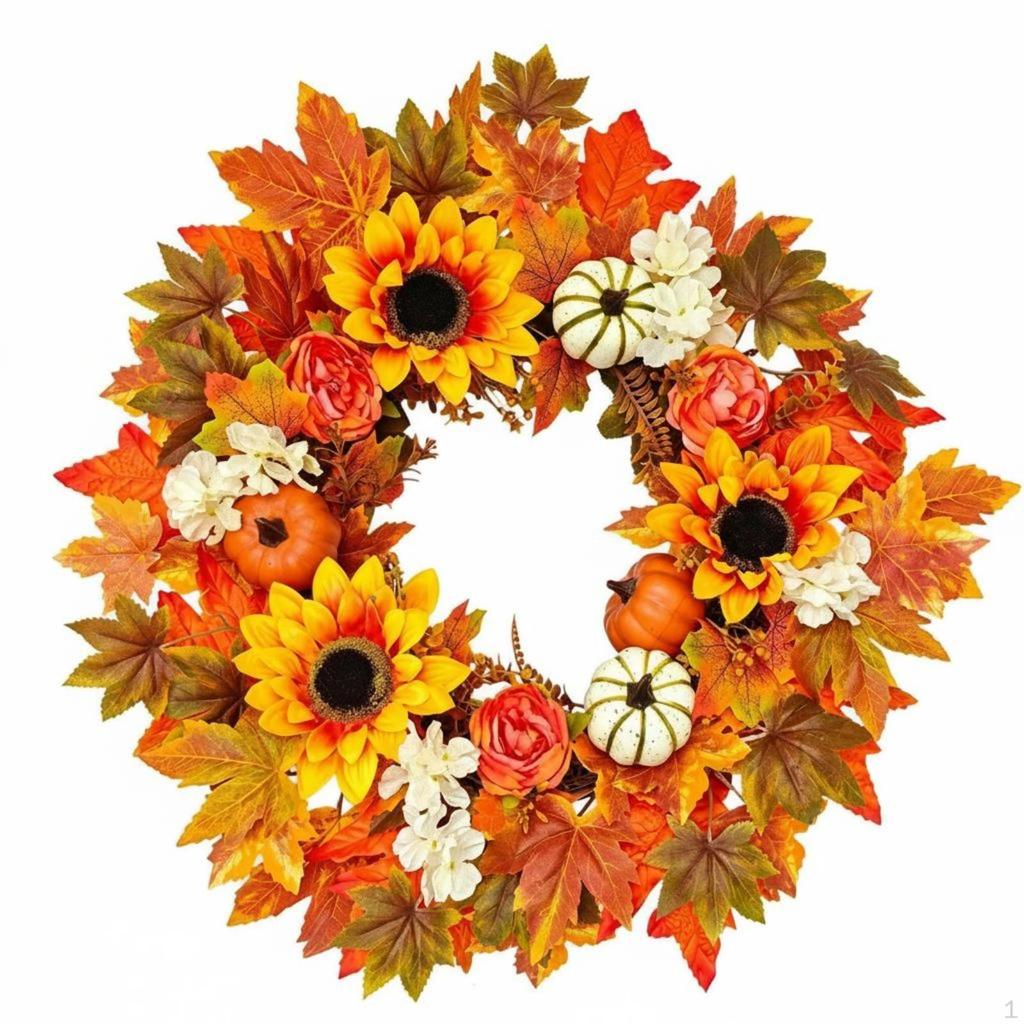 Artificial Maple Leaf Wreath Easy to Maintain Blossom Flower Home Decor for
