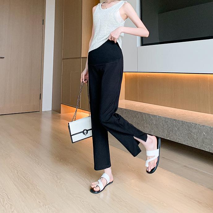 High Elastic Belly Support Maternity Slimming Straight-Leg Pants for Spring, Summer, and Autumn