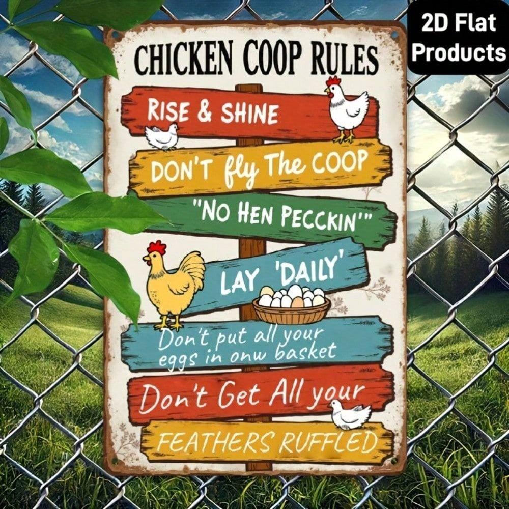 Metal Poster Wall Art, Funny Kitchen Rules Sign, Vintage Farmhouse Decor 12x8in