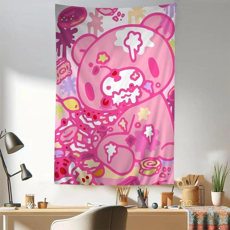 Gloomy Bear Tapestry Cute Horror Aesthetic Wall Hanging Kawaii Tapestry Bedroom Living Room Dormitory Home Decoration