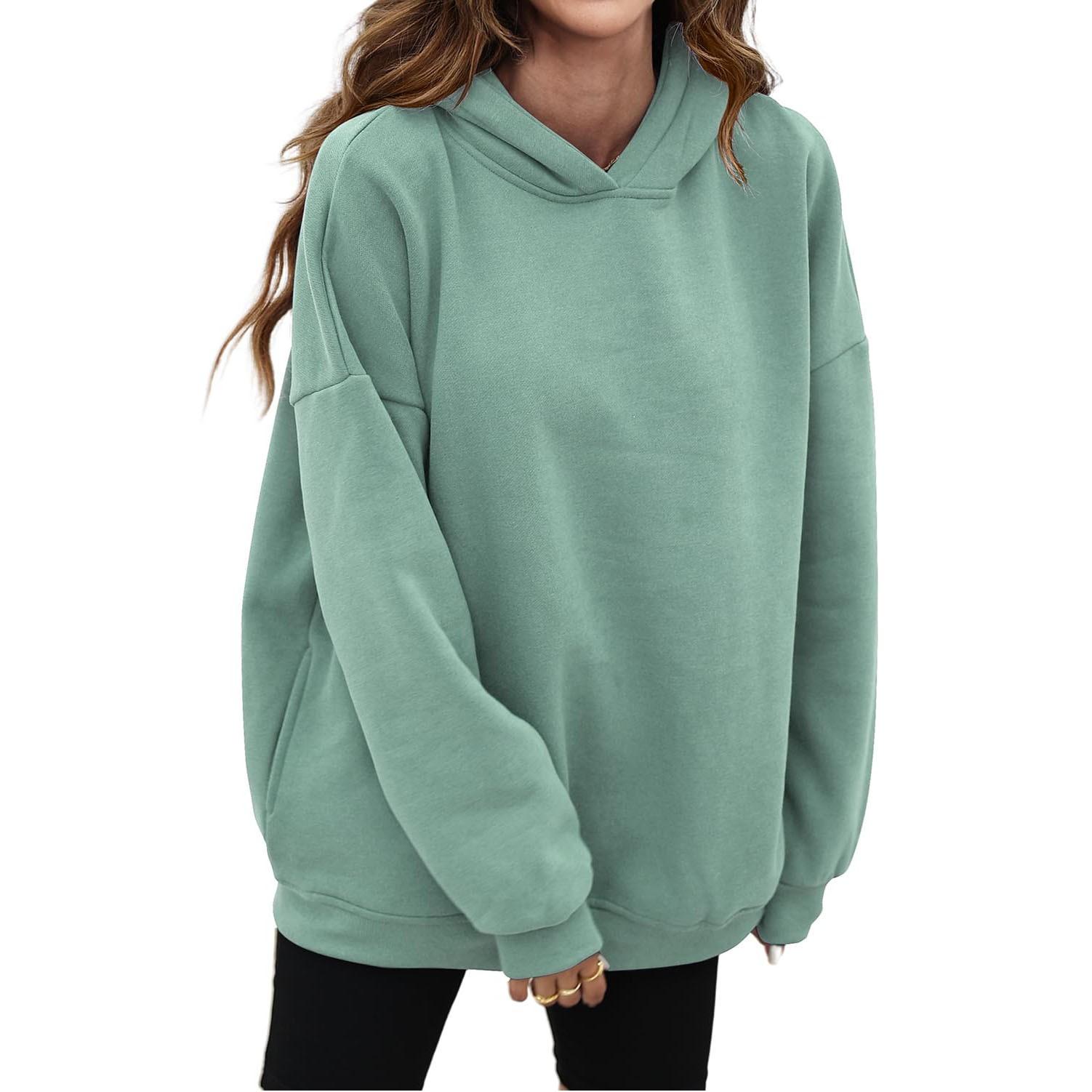 

Женская однотонная толстовка с длинным рукавом и круглым вырезом, повседневная удобная свободная легкая женская толстовка L