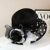 Fashion Hat Women Top Hat Elegant Organza Flower Wide Brim Sun Hat for Women Retro Style Party Banquet Accessory Foldable Beach