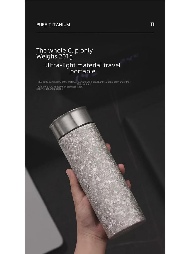 Titanium Crystal Pure Thermos Cup - 430ml | High-End Titanium Tea Cup for Car & Everyday Use | Fashionable Unisex Design