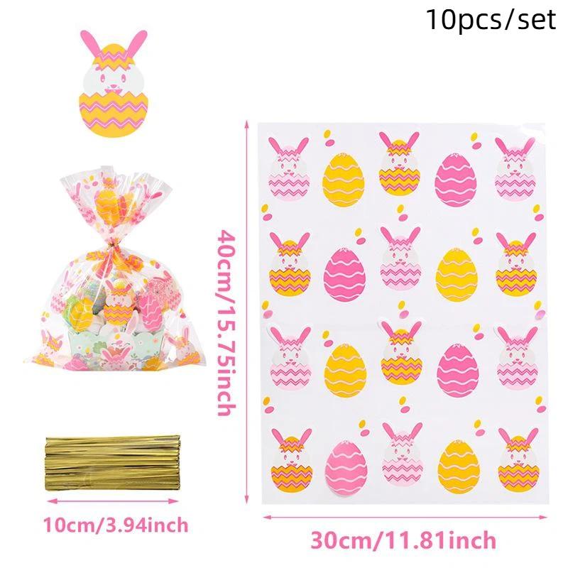 Rabbit Prints Easter Candy Bags Cartoon Egg Prints Plastic Packaging Bags Decorative Festive Snack Pack Bags A1