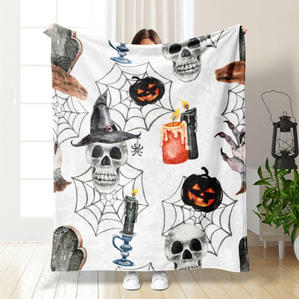 Bat Halloween Decor Spider Flannel Blanket Cozy Halloween Blanket Pumpkin  Office