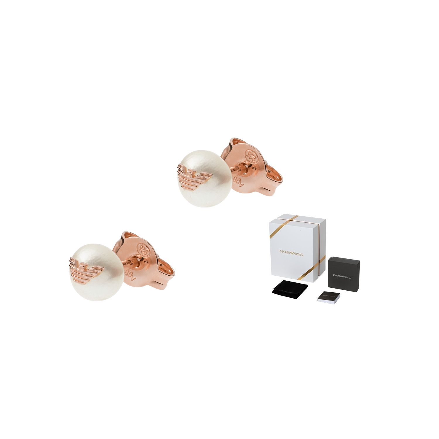 Armani Fashion Eagle Logo Inlaid Pearl Earrings Women Earrings EG3491221 Shopping Bag