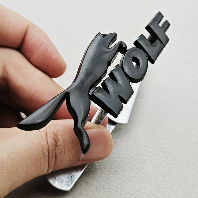 Cjdlpw1 3D Metal Black Chrome Logo Wolf Car Front Grille Badge Emblem For Ford Foucs ST Mustang GT Universal Auto Accessories