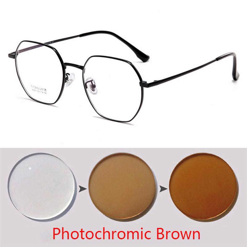 Polyhedron Titanium Alloy Pure Titanium Leg Eyeglass Frame For Myopia Prescription Glasses Customizable Prescription Available