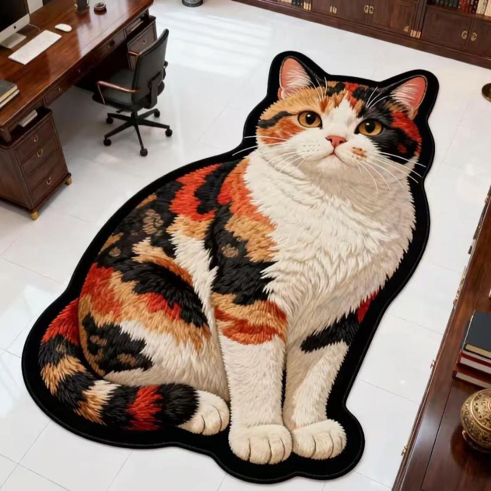 2D Flat Animal Doormat Special-shaped Room Floor Rug New Cat Carpet Bedroom Living Room Decor