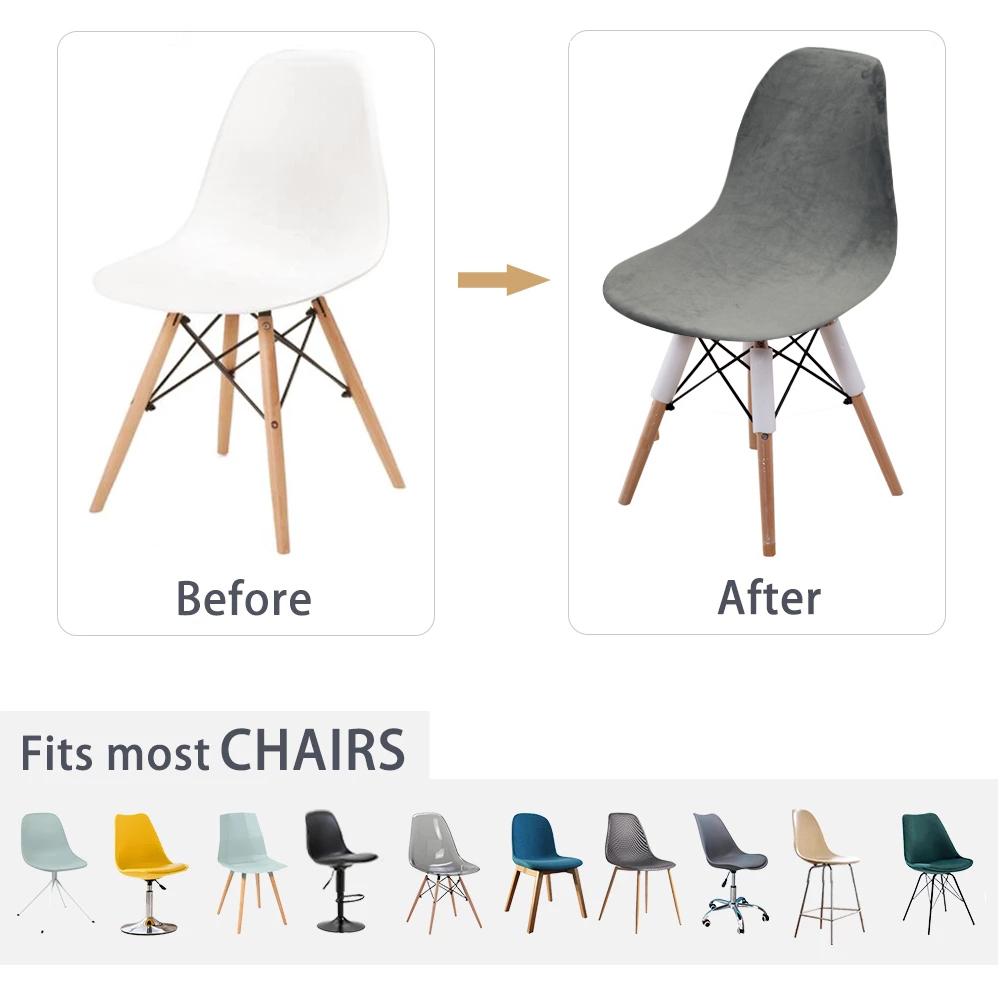 Spandex Velvet Short Back Dining Chair Cover Stretch Slipcovers Elastic Seat Chair Cover Sets Dining Space Bar Office Party Banquate 1pcs