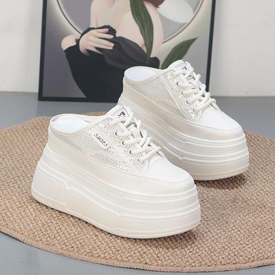 Fashion 10CM Air Mesh Breathable Sandal Slippers Pumps Platform Wedge Luxury Hidden Heels Summer Round Big Toe Fashion Women Shoes