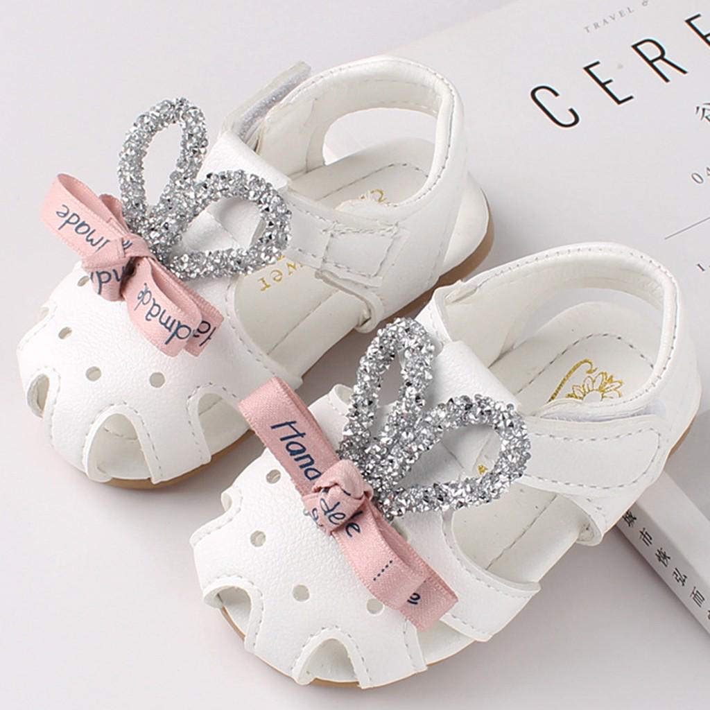 

Принцесса Девочки Малыш Хэллоу Ухо Бант Пляжные Сандалии Девочки Милая Мягкая Обувь 18 белый