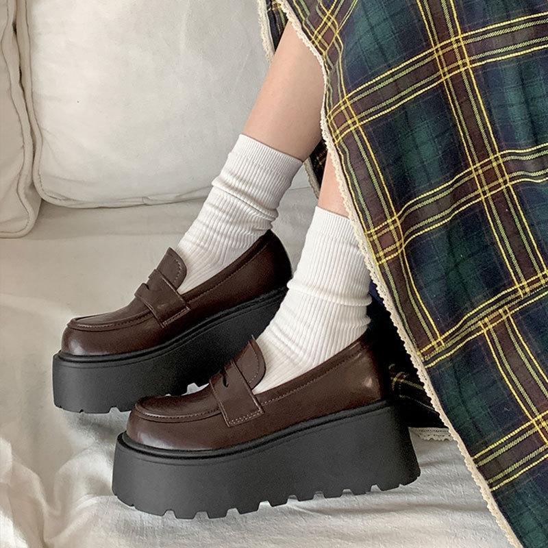 Muffin Platform British Style Small Leather Shoes Women's Spring and Autumn 2025 New Small Versatile Heightening Loafers