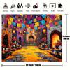 2D banner 1 piece of colorful Halloween-themed background equipped with festive banner bright flowers and decorative skulls