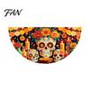 Reusable Party Entrance Sign Day of The Dead Skull Bunting Banner, Marigold Print Fiesta Unique Fan Shaped Banner Hanging Flag, Colorful Sugar Outdoor