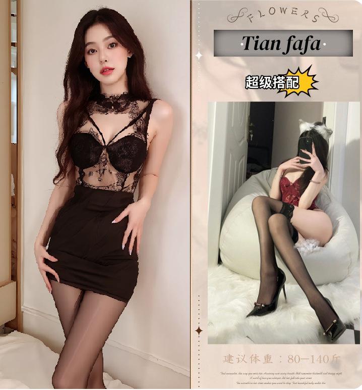 Sexy underwear new pure desire temperament chest pad lace breathable Spice Girl slim hip dress