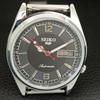 VINTAGE SEIKO 5 AUTOMATIC REFURBISHED JAPAN MENS BLACK DIAL WATCH a446352-1
