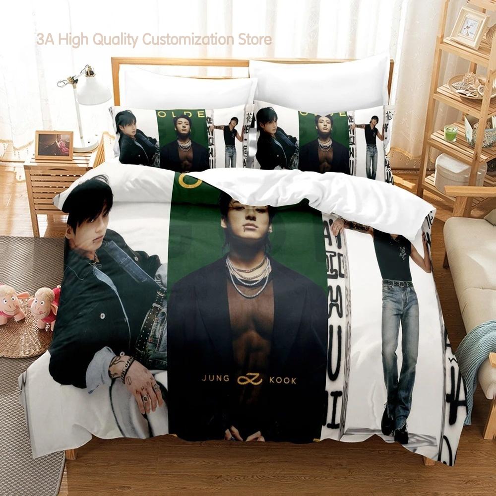 Jeon Jung Kook Album Bedding Set Single Twin Full Queen King Size Bed Set Aldult Boys Bedroom Duvetcover Sets Bed Sheet Set 2-2