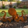 Vintage Iron Rusty Metal Squid Garden Statue Coastal Art Squid Yard Art Decor  Outdoor Yard Art