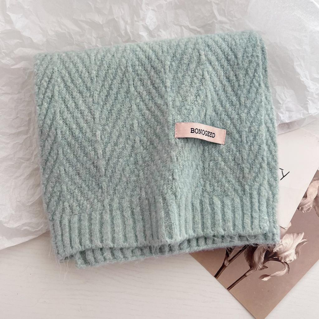 New Korea Styles Wool Knitted Small Scarf Women Winter Warm Scarves Simple Designer Thickened Shawl Soft Pashmina Neck